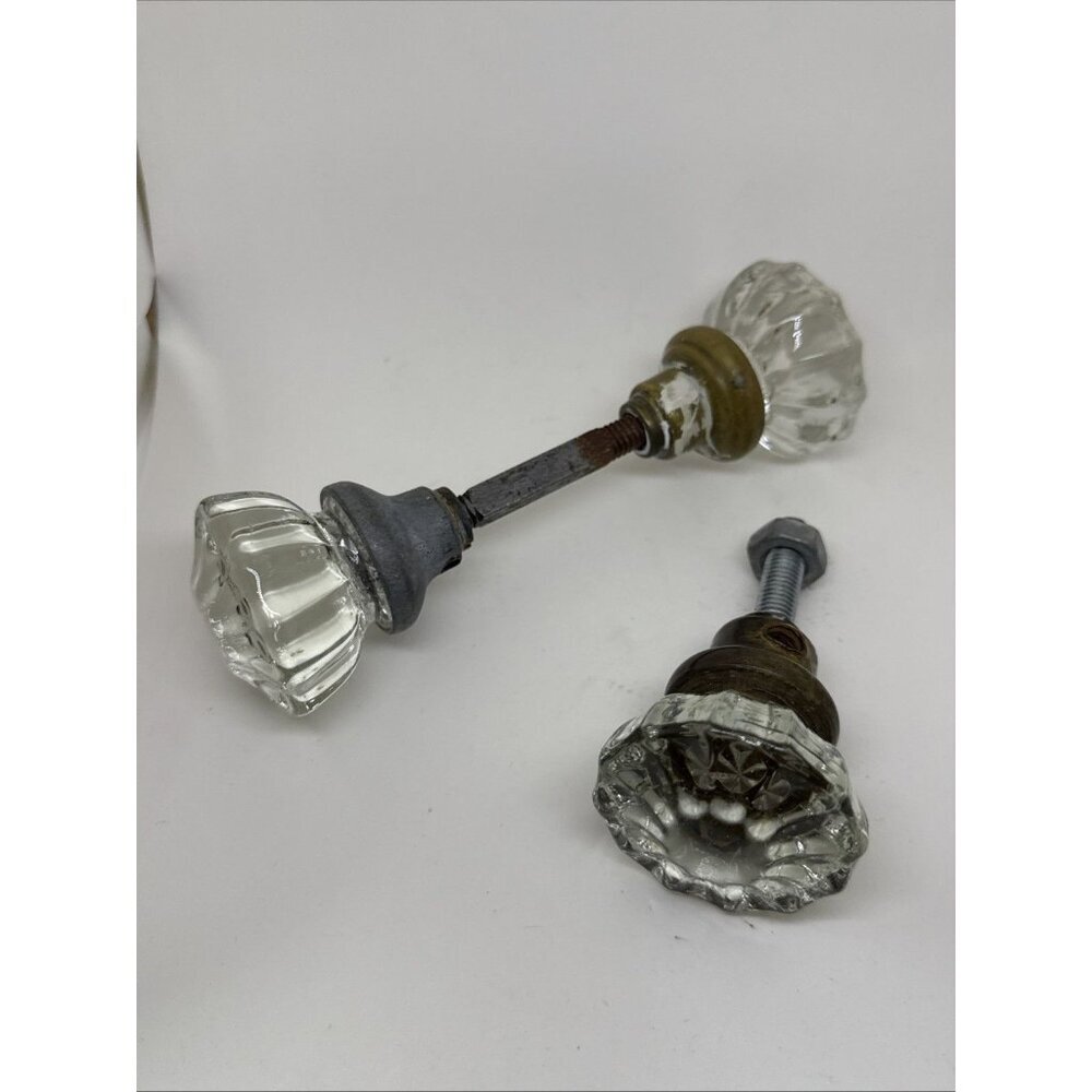 Antique Crystal Glass Door Knob Set 2 Brass Hardware1steal 3 Knobs.